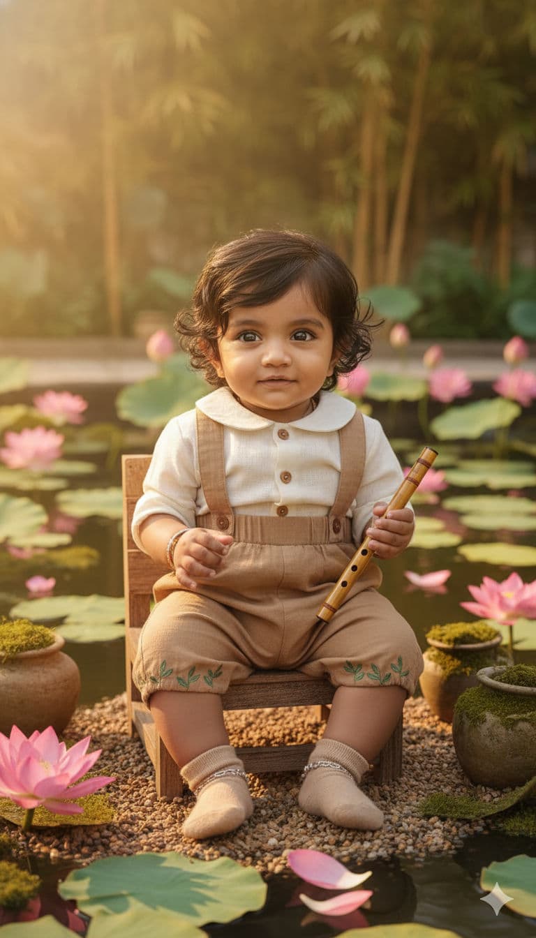 Luxury Baby Photoshoot in Lotus Pond Scene